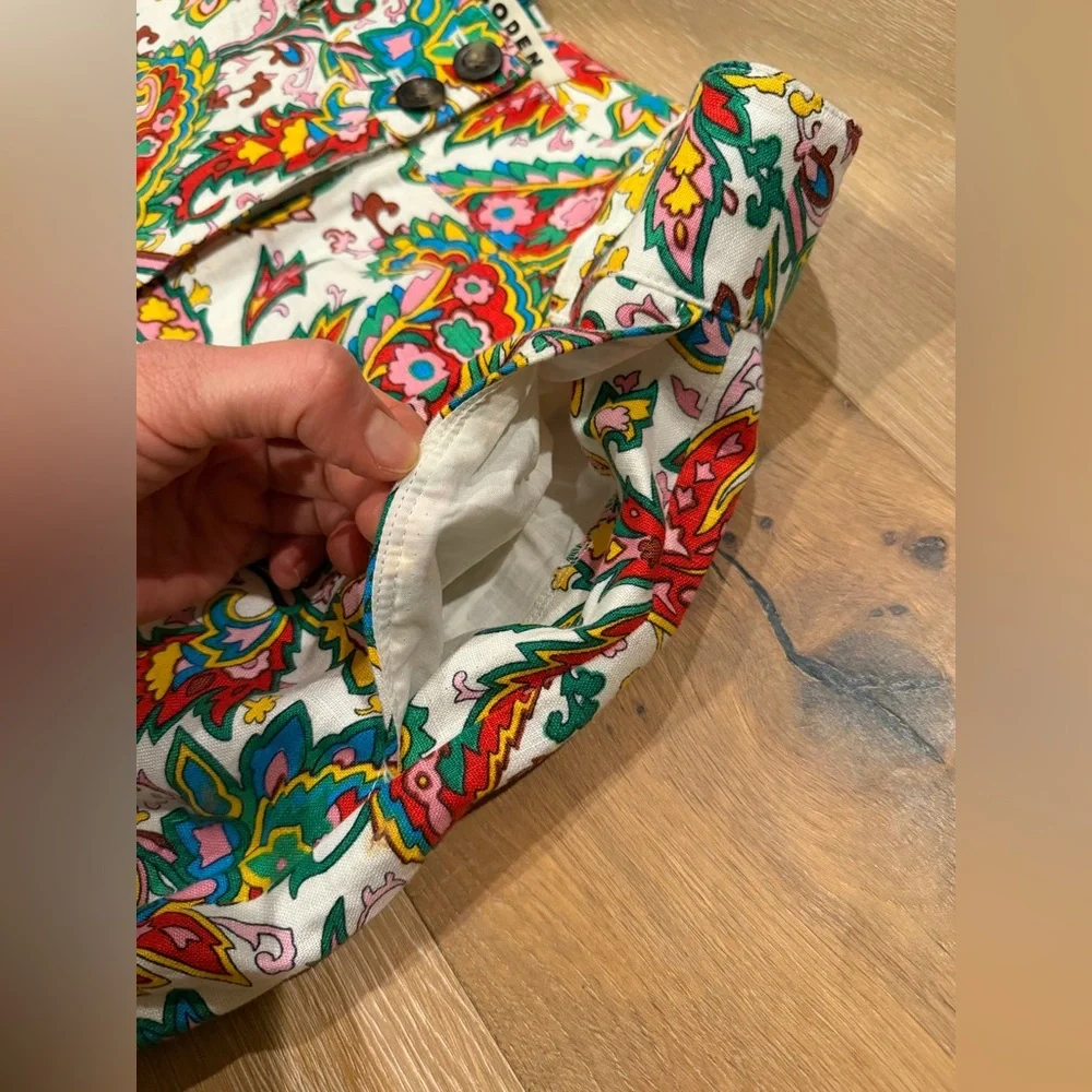 BODEN Ivory Paisley Wide Leg Pants Size 2-Petite 100% Linen Multicolor - Picture 8 of 11